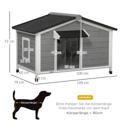 PawHut Hundehütte, Tannenholz, Hundehaus Mit Zu öffnendem Asphaltdach Und Abnehmbarem Boden, Kleintierhaus Für Kleine Und Mittelgroße Hunde, Outdoor, Wetterbeständig, Grau, 109 X 79 X 72 Cm 11 PawHut Hundehütte, Tannenholz, Hundehaus Mit Zu öffnendem Asphaltdach Und Abnehmbarem Boden, Kleintierhaus Für Kleine Und Mittelgroße Hunde, Outdoor, Wetterbeständig, Grau, 109 X 79 X 72 Cm -Garten- & Gewächshäuser Geschäft 230318b90fbf023123163ebb648ca3a4