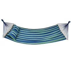 Juskys Hängematte Caracas 230 X 150 Cm In Grün-Blau – Doppelhängematte Aus Baumwolle Für 2 Personen Mit Kissen – Outdoor-Hängematte Bis 300 Kg