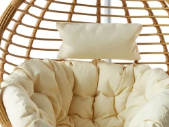 Mirjan24 Hängesessel Bali, Stilvoll Hängekorb, Gartensessel Mit Stahlskelett, Rattan, Kokon (Schwarz / Natur + Grau Kissen) -Garten- & Gewächshäuser Geschäft 232babc665f347ce5c6e1633c3ad617b