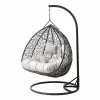 Mirjan24 Hängesessel Opam, Zweisitzer Hängekorb, Stilvoll Gartensessel Mit Stahlskelett (Farbe: Grau / Kissen: Grau)