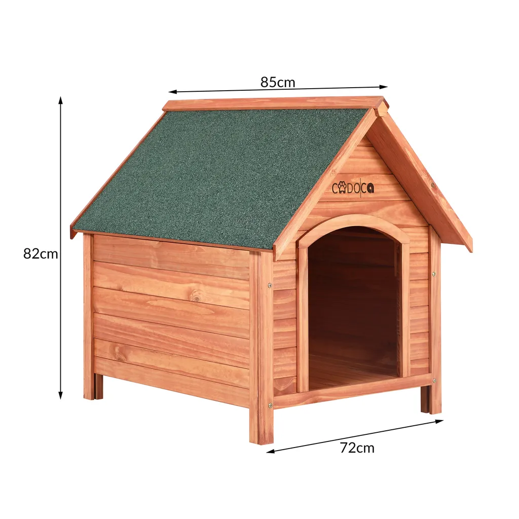 Deuba Cadoca Hundehütte FSC®-zertifiziertes Massivholz 82x72x85cm Dachluke Spitzdach Garten Hundehaus Tierhaus Wetterfest 9 Deuba Cadoca Hundehütte FSC®-zertifiziertes Massivholz 82x72x85cm Dachluke Spitzdach Garten Hundehaus Tierhaus Wetterfest – Bild 9