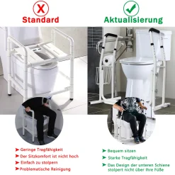 LARS360 Mobile Aufstehhilfe Toiletten Höhenverstellbar Mit Ablagekorb - Toiletten Stützgestell Haltegriff Höhenverstellbar Für Bad, Belastbar Bis 200 Kg -Garten- & Gewächshäuser Geschäft 244b1dcd51f575537791d683a431b392