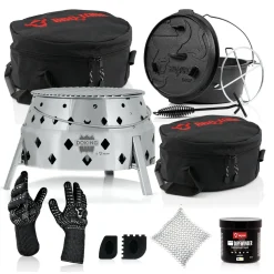 BBQ-Toro 11-teiliges Dutch Oven Set Mit Dutch Oven Grill "DOKING", 9 QT Dutch Oven Und Zubehör