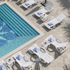 GGM Moebel International 2er-Set HAWAI | Sonnenliege | Kunststoff | +Arm | Weiß | Stapelbar | Strandliege, Bäderliege, Poolliege -Garten- & Gewächshäuser Geschäft 248b23c24fbfc4ec3c1c3aab10b50e53