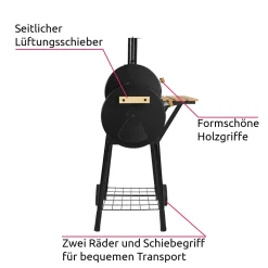 Tectake Holzkohlegrill Smoker Mit Thermometer - Schwarz -Garten- & Gewächshäuser Geschäft 24a9818ee9317d73de58221991d0b3fa