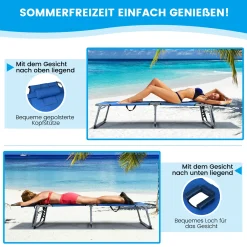 COSTWAY Sonnenliege Mit Kopfstütze, Klappbarer Liegestuhl, Strandliege Mit 5 Verstellbaren Rückenlehne, Gartenliege Für Garten, Strand, 194 X 60 X 36 Cm (Blau) -Garten- & Gewächshäuser Geschäft 24b70e3caa4a0f1547ebacde72f915d4