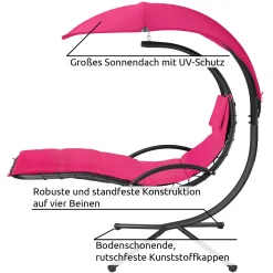 Tectake Hängeliege Maja - Pink -Garten- & Gewächshäuser Geschäft 24e1996372c0fd023101dfbbaeb57ee3