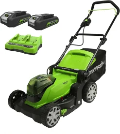 GREENWORKS TOOL Greenworks 2x24V Akku Rasenmäher 41cm Mit 2x2Ah Batterie Und Doppel-Ladegerät G24X2LM41K2x