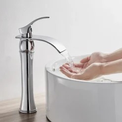 Auralum Wasserhahn Bad Armatur Waschtischarmatur Mit Hoher Wasserfall Auslauf Für Badezimmer Waschbecken