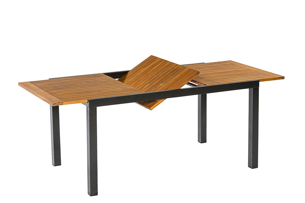 Merxx Gartentisch "Tilos" Ausziehbar 150/200 X 90 Cm - Aluminiumgestell Graphit Mit Akazienholz 2 Merxx Gartentisch "Tilos" Ausziehbar 150/200 X 90 Cm - Aluminiumgestell Graphit Mit Akazienholz – Bild 2