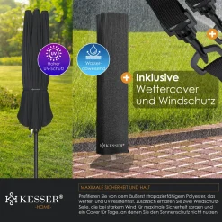 KESSER® Sonnenschirm Doppelsonnenschirm Inkl. Abdeckung + Windsicherung | Gartenschirm | Marktschirm | Terrassenschirm Mit Handkurbel | Oval | Aluminium | UV-beständig | Wasserabweisend, Farbe:Anthrazit -Garten- & Gewächshäuser Geschäft 251c2b9d48adf8f423bc505d11c44722