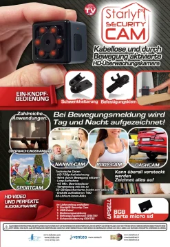 ISL GmbH Starlyf® Security CAM – Drahtlose Und Bewegungsaktivierte HD-Sicherheitskamera , Tragbare Und Diskrete HD 720P-Überwachungskamera – Aus Der TV Werbung 25 ISL GmbH Starlyf® Security CAM – Drahtlose Und Bewegungsaktivierte HD-Sicherheitskamera , Tragbare Und Diskrete HD 720P-Überwachungskamera – Aus Der TV Werbung -Garten- & Gewächshäuser Geschäft 25224c27fdfb8ac0bc22417723aa042e