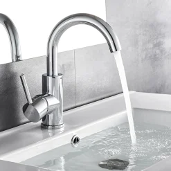 Auralum Chrom Badarmatur Waschtischarmatur Wasserhahn Bad 360° Waschbecken Armaturen Einhebelmischer Mischbatterie