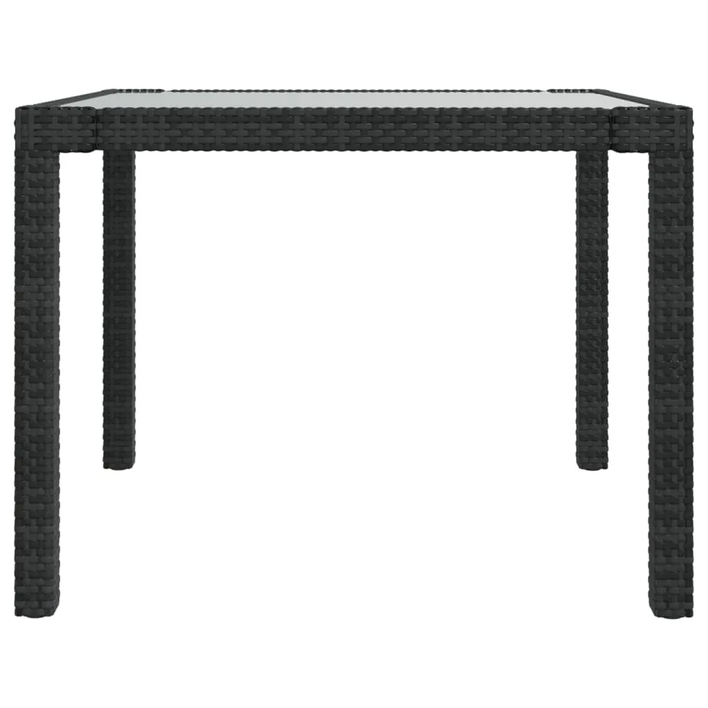 VidaXL Gartentisch 90x90x75 Cm Gehärtetes Glas Poly Rattan Schwarz 4 VidaXL Gartentisch 90x90x75 Cm Gehärtetes Glas Poly Rattan Schwarz – Bild 4