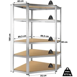 Tectake Schwerlastregal Eckregal Mit 5 Böden - Braun -Garten- & Gewächshäuser Geschäft 256464c39fdb41f6e75da2ad1b9e0021