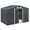 Juskys Metall Gerätehaus XL Mit Satteldach, Schiebetür & Fundament - 9m³ - 277×191×192 Cm - Anthrazit - Geräteschuppen Gartenhaus Garten Schuppen
