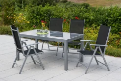 Merxx Gartenmöbelset "Amalfi" 5tlg. - Aluminiumgestell Mit Textilbespannung Schwarz - 50349-317