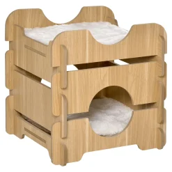 Pawhut Katzenhöhle DIY Katzenbett Mit 2 Weichen Kissen 2 Etagen Katzenshclafplatz Katzenhaus Natur 50 X 50 X 50 Cm -Garten- & Gewächshäuser Geschäft 25c362c1ab7d425add3bf080daa9a102