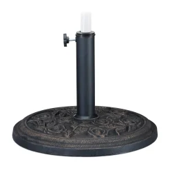 Relaxdays Sonnenschirmständer Schwarz-gold Rosen