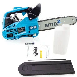 Bituxx Benzin Motor Kettensäge 25ccm 1PS 12" Schwert Blau, MS-18390