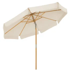 SONGMICS Sonnenschirm 300 Cm, Sonnenschutz Bis UPF 50+, Knickbar, Achteckiger, Schirmmast Und Schirmrippen Aus Holz, Ohne Ständer, Beige GPU32BE