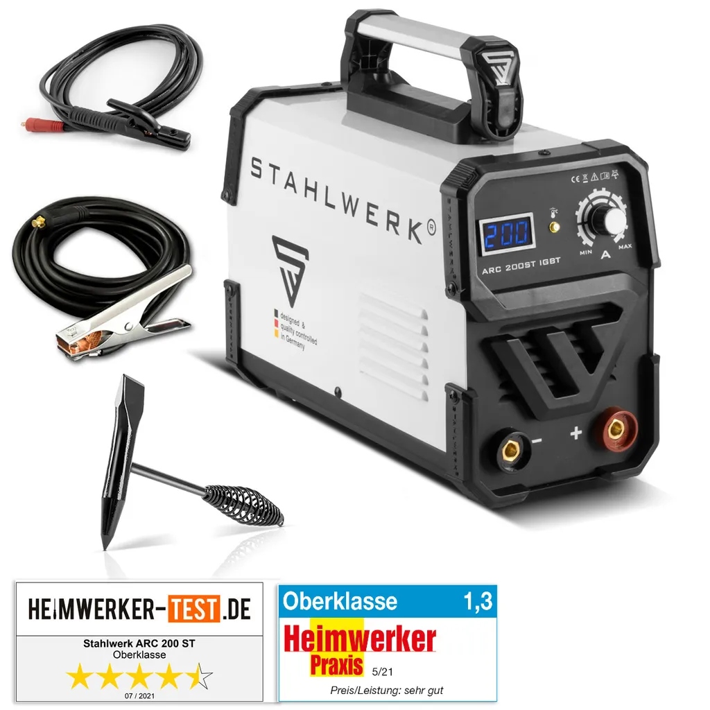 STAHLWERK ARC 200 ST IGBT - Schweißgerät DC MMA / E-Hand / Lift-TIG Welder Mit Echten 200 Ampere Sehr Kompakt 1 STAHLWERK ARC 200 ST IGBT - Schweißgerät DC MMA / E-Hand / Lift-TIG Welder Mit Echten 200 Ampere Sehr Kompakt