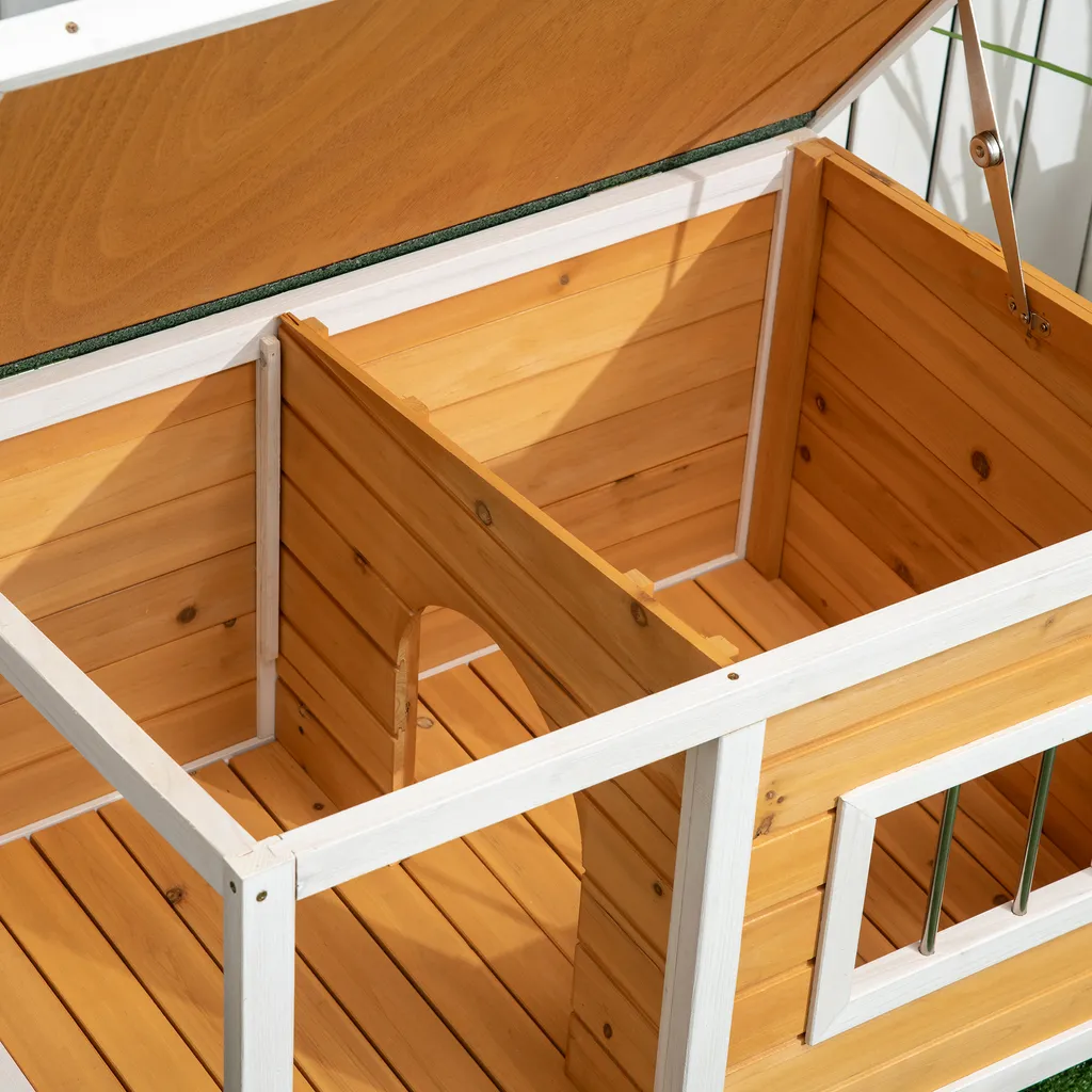 PawHut Hundehütte, Tannenholz, Hundehaus Mit Terrasse Und Aufklappbarem Asphaltdach, Hütte Für Kleine Hunde, Indoor, Outdoor, Wetterfest, Orange, 85,5 X 62 X 60 Cm 9 PawHut Hundehütte, Tannenholz, Hundehaus Mit Terrasse Und Aufklappbarem Asphaltdach, Hütte Für Kleine Hunde, Indoor, Outdoor, Wetterfest, Orange, 85,5 X 62 X 60 Cm – Bild 9