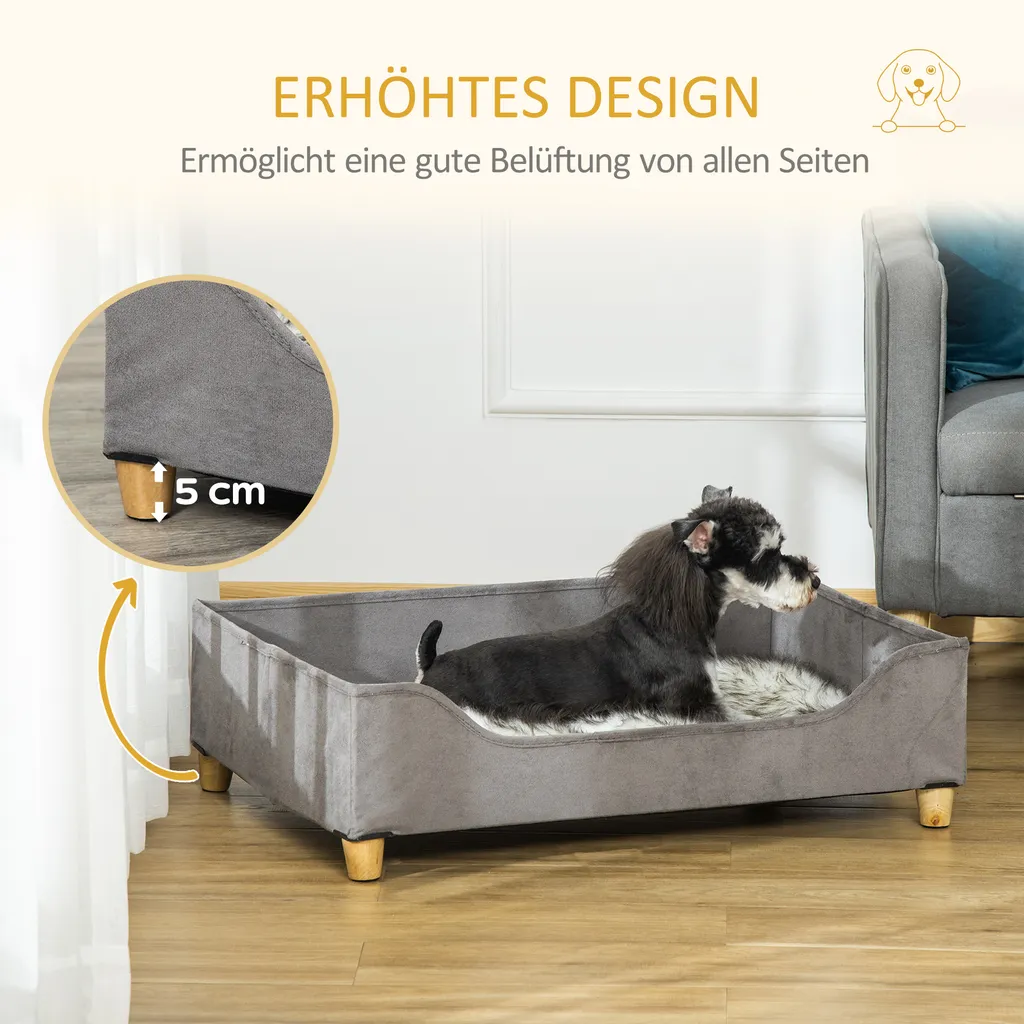 PawHut Haustiersofa Katzensofa Hundematte Hundecouch Hundebett Mit Kissen Indoor Modernes Sofa Für Kleine Hunde Weich Gepolstert Waschbarer Bezug Kiefernholz Grau 81 X 56 X 23,5 Cm 4 PawHut Haustiersofa Katzensofa Hundematte Hundecouch Hundebett Mit Kissen Indoor Modernes Sofa Für Kleine Hunde Weich Gepolstert Waschbarer Bezug Kiefernholz Grau 81 X 56 X 23,5 Cm – Bild 4