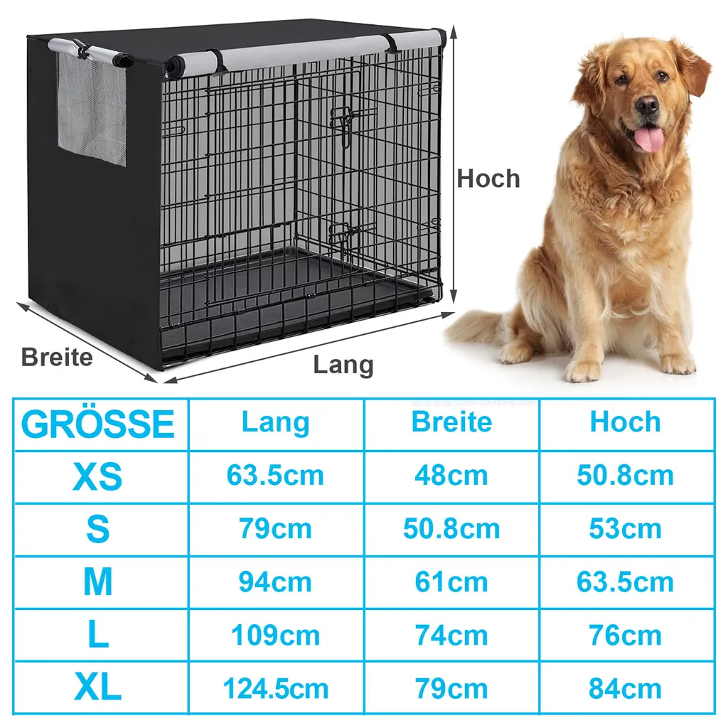 PMS Hundekäfig Abdeckung 210D Oxford Hundegitterbox Schutzhülle Wasserdicht Abdeckplane, 109x74x76cm 4 PMS Hundekäfig Abdeckung 210D Oxford Hundegitterbox Schutzhülle Wasserdicht Abdeckplane, 109x74x76cm – Bild 4