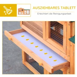 PawHut Kleintierstall Zwergkaninchenstall Meerschweinchenstall Outdoor Freilaufgehege Winterfest Mit Freigehege Massivholz Natur 145 X 45 X 85 Cm -Garten- & Gewächshäuser Geschäft 2707a2f281ab2f68c0aab5b1a75f690e