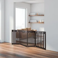 COSTWAY Absperrgitter Hunde, Schutzgitter Holz Klappbar, Treppengitter 60cm Hoch, Hundeabsperrgitter Flexibel Türschutzgitter