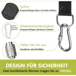 Mmgoqqt Schaukel Befestigung, Hängematte Befestigung Schaukel Aufhängung Hält Bis Zu 500 Kg,mit 2 Baumschutz Polster Und 2 Premium Karabinern,Hängematten-Zubehör,HM-03785 -Garten- & Gewächshäuser Geschäft 27437e683cc3803a85ae726a9e067adf