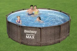 BESTWAY 56709 Steel Pro Max Frame Pool Set Rund Filterpumpe Leiter Braun 366x100