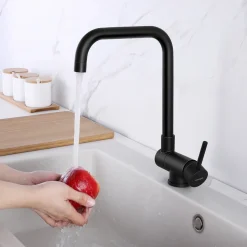 Lonheo Schwarz Niederdruck Küchenarmatur Vorfenster, Umklappbarer Wasserhahn Küche Einhebelmischer 360° Drehbar, Spültischarmatur Küche Vorfenster Aus Edelstahl -Garten- & Gewächshäuser Geschäft 277d6d8b2888e379dc2069d1c9ac894a 2