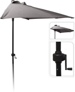 ProGarden Sonnenschirm 250 Cm Halbrund Anthrazit -Garten- & Gewächshäuser Geschäft 278626f67feb0225fbd2e6217ef2a192