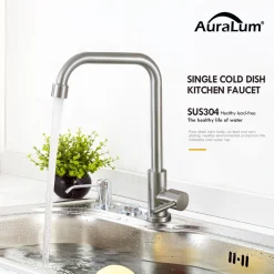 Auralum 360° Drehbar Kaltwasser Wasserhahn Küchenarmatur Edelstahl Spültischarmatur Chrom NUR Für Kaltwasser ,OHNE Warmwasser -Garten- & Gewächshäuser Geschäft 27878d5a79879dd3b043e6f6e9d7623a