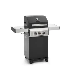 TAINO BLACK 2+1 Gasgrill Mit Seitenbrenner Gusseisen-Rost Gasgrill 2 Brenner Standgrill Matt Schwarz