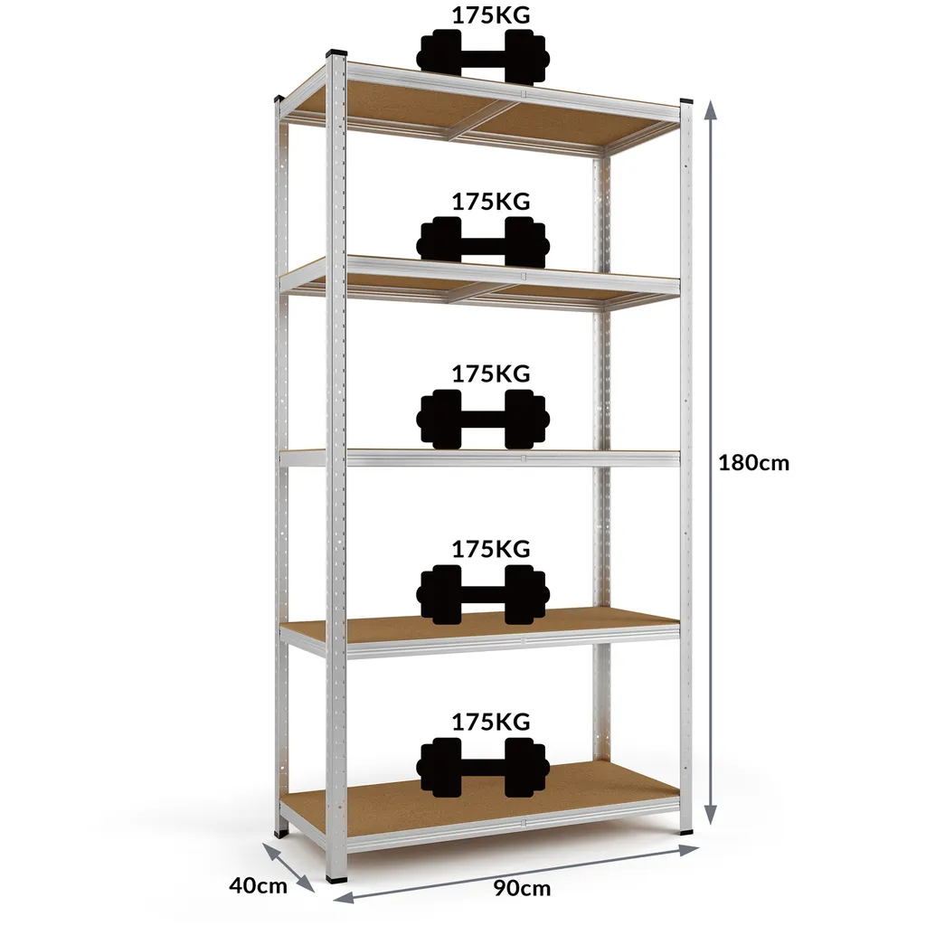 Monzana Schwerlastregal Kellerregal Steckregal Werkstattregal Lagerregal Regal, Model:2x 5 Böden - 180x90x40cm 8 Monzana Schwerlastregal Kellerregal Steckregal Werkstattregal Lagerregal Regal, Model:2x 5 Böden - 180x90x40cm – Bild 8