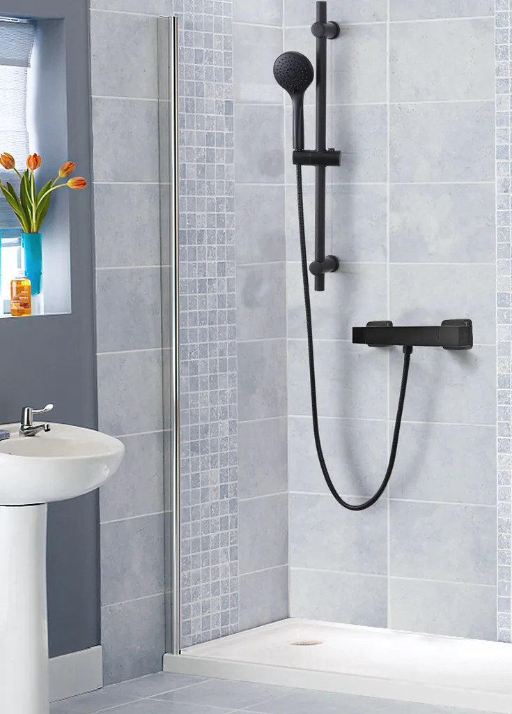 SCHWÄNLEIN® Thermostatbatterie Dusche Set,Brausebatterrerie,Brausemischer (Thermostat Brausebatterie Schwarz Eckig) 6 SCHWÄNLEIN® Thermostatbatterie Dusche Set,Brausebatterrerie,Brausemischer (Thermostat Brausebatterie Schwarz Eckig) – Bild 6