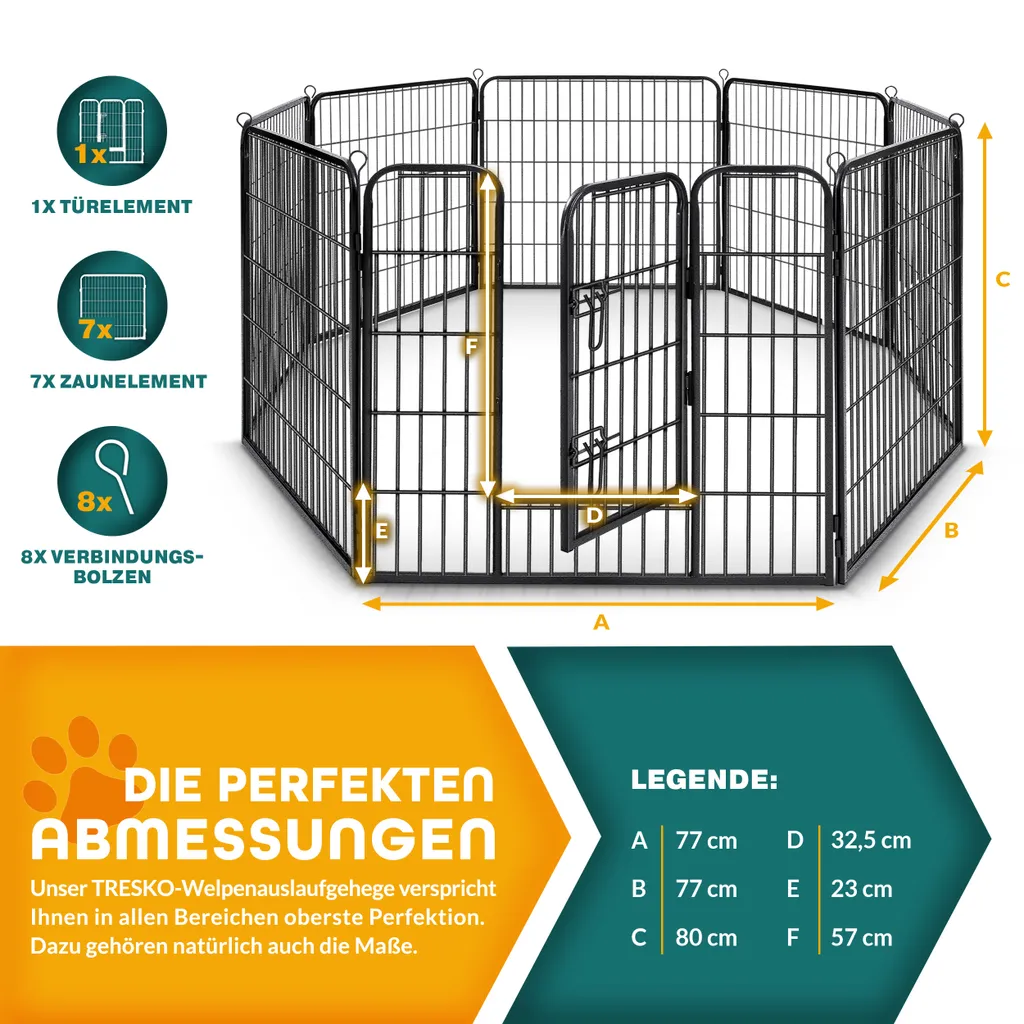 TRESKO Welpenlaufstall Tierlaufstall Welpenauslauf Freigehege Hunde Laufstall 8 Eckig 4 TRESKO Welpenlaufstall Tierlaufstall Welpenauslauf Freigehege Hunde Laufstall 8 Eckig – Bild 4