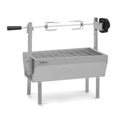 Klarstein Sauenland Mini Rotisserie-Grill ,Drehspieß ,Elektromotor: 4 Watt ,max. Beladung: 12 Kg ,höhenverstellbar ,Grillrost, Grillwanne, Drehspieß Und Standbeine Aus Edelstahl ,neues Standbein-Design Für Noch Besseren Halt ,silber