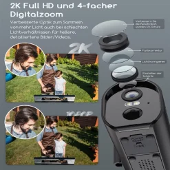 IeGeek 2K Solar Überwachungskamera Aussen Akku, Outdoor Kamera Wlan Mit PIR Bewegungsmelder, Sirene/lichtalarm, Personen/Autoerkennung, Farbnachtsicht, 2-Wege-Audio, Arbeit Mit Alexa, IP65 -Garten- & Gewächshäuser Geschäft 282b2375948f058c47406c9f8b2e2d0a