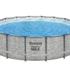 Bestway® Steel Pro MAX™ Aufstellpool Komplett-Set Mit Filterpumpe Ø 549 X 122 Cm, Steinwand-Optik (Cremegrau), Rund