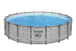 Bestway® Steel Pro MAX™ Aufstellpool Komplett-Set Mit Filterpumpe Ø 549 X 122 Cm, Steinwand-Optik (Cremegrau), Rund
