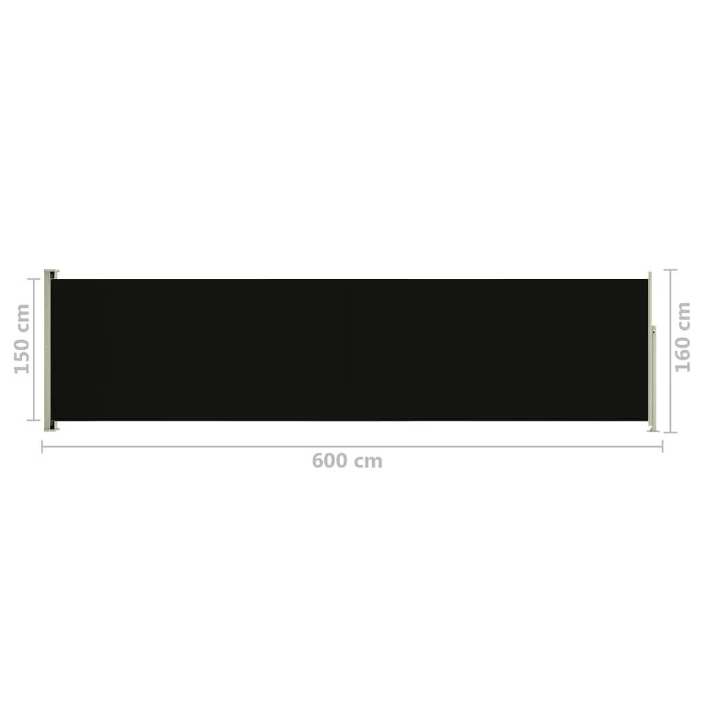 VidaXL Seitenmarkise Ausziehbar 160x600 Cm Schwarz 7 VidaXL Seitenmarkise Ausziehbar 160x600 Cm Schwarz – Bild 7