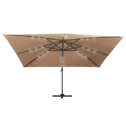 VidaXL Ampelschirm Mit LED-Leuchten Und Aluminium-Mast 400x300cm Taupe -Garten- & Gewächshäuser Geschäft 289e37e808a7147a654a0772205f82c3