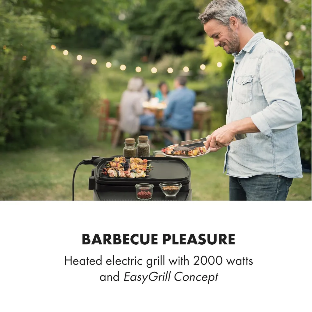 Klarstein Gatsby Elektrogrill Standgrill Tischgrill , Leistung: 2000 W , EasyGrill Concept , Grillfläche: 40 X 36 Cm / Aluminiumdruckguss / Antihaft / Grillhaube , Zwei Seitentische , Ablage Im Standfuß , Stufenloses Thermostat , Fettauffangschale , Beige / Schwarz 2 Klarstein Gatsby Elektrogrill Standgrill Tischgrill , Leistung: 2000 W , EasyGrill Concept , Grillfläche: 40 X 36 Cm / Aluminiumdruckguss / Antihaft / Grillhaube , Zwei Seitentische , Ablage Im Standfuß , Stufenloses Thermostat , Fettauffangschale , Beige / Schwarz – Bild 2