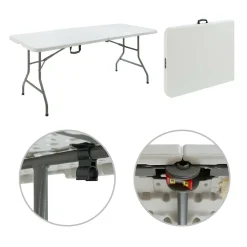 AREBOS Klapptisch 180 Cm, Mit Tragegriff, Aus Metall Und Wetterfestem Kunststoff, Weiß -Garten- & Gewächshäuser Geschäft 28bcb9e9e75ae19b85dce3f0530ac1bc
