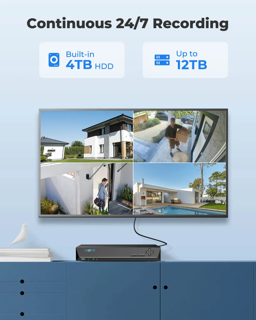 Reolink 4K Überwachungskamera Set, Videoüberwachung Mit 8X 8MP PoE IP Kamera Und 16CH 4TB HDD NVR, Personenerkennung Und Fahrzeugerkennung, IP66, 30M IR Nachtsicht Für Aussen, Innen, RLK16-800B8-A 3 Reolink 4K Überwachungskamera Set, Videoüberwachung Mit 8X 8MP PoE IP Kamera Und 16CH 4TB HDD NVR, Personenerkennung Und Fahrzeugerkennung, IP66, 30M IR Nachtsicht Für Aussen, Innen, RLK16-800B8-A – Bild 3