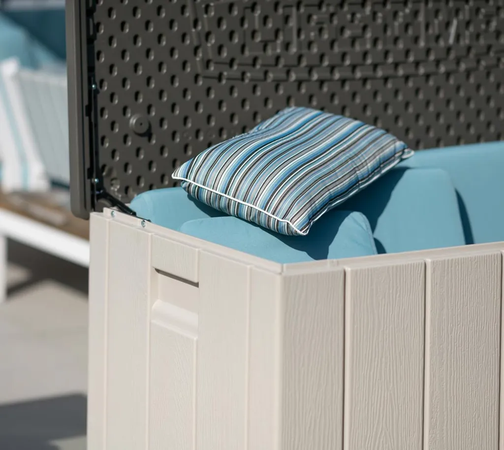 Lifetime Kunststoff Kissenbox "Harmony", Polsteraufbewahrung, 568 L Lichtgrau 72 X 151 X 70 Cm (L X B X H) 16 Lifetime Kunststoff Kissenbox "Harmony", Polsteraufbewahrung, 568 L Lichtgrau 72 X 151 X 70 Cm (L X B X H) – Bild 16